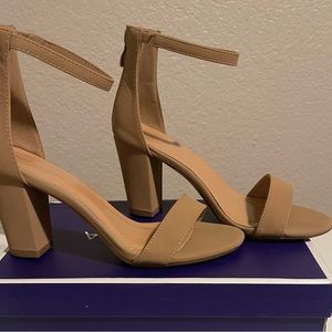 Over the toe strap ankle heels